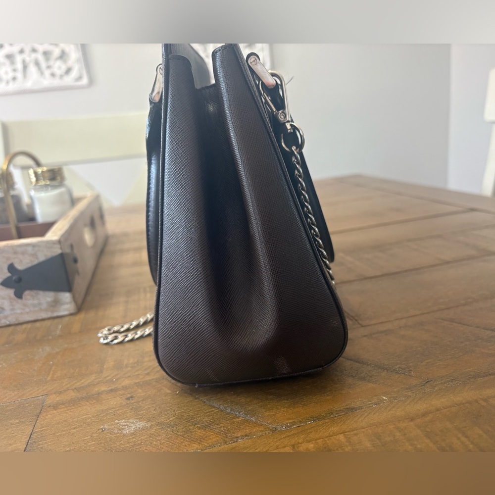 Burberry Chocolate Brown Leather Bag with Check Interior - Picture 8 of 15